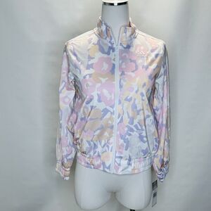 Adidas Pastel Pink Floral Camo Allover Print Full Zip Light Jacket - Size L (14)